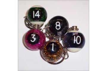 sleutelhanger 25 mm pool, helder glitter